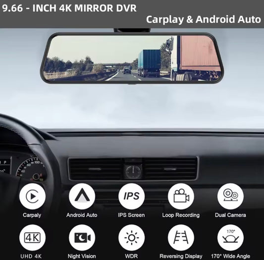 CarPlay Dashcam Rear View Mirror