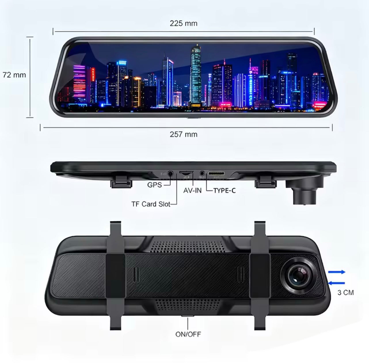 CarPlay Dashcam Rear View Mirror