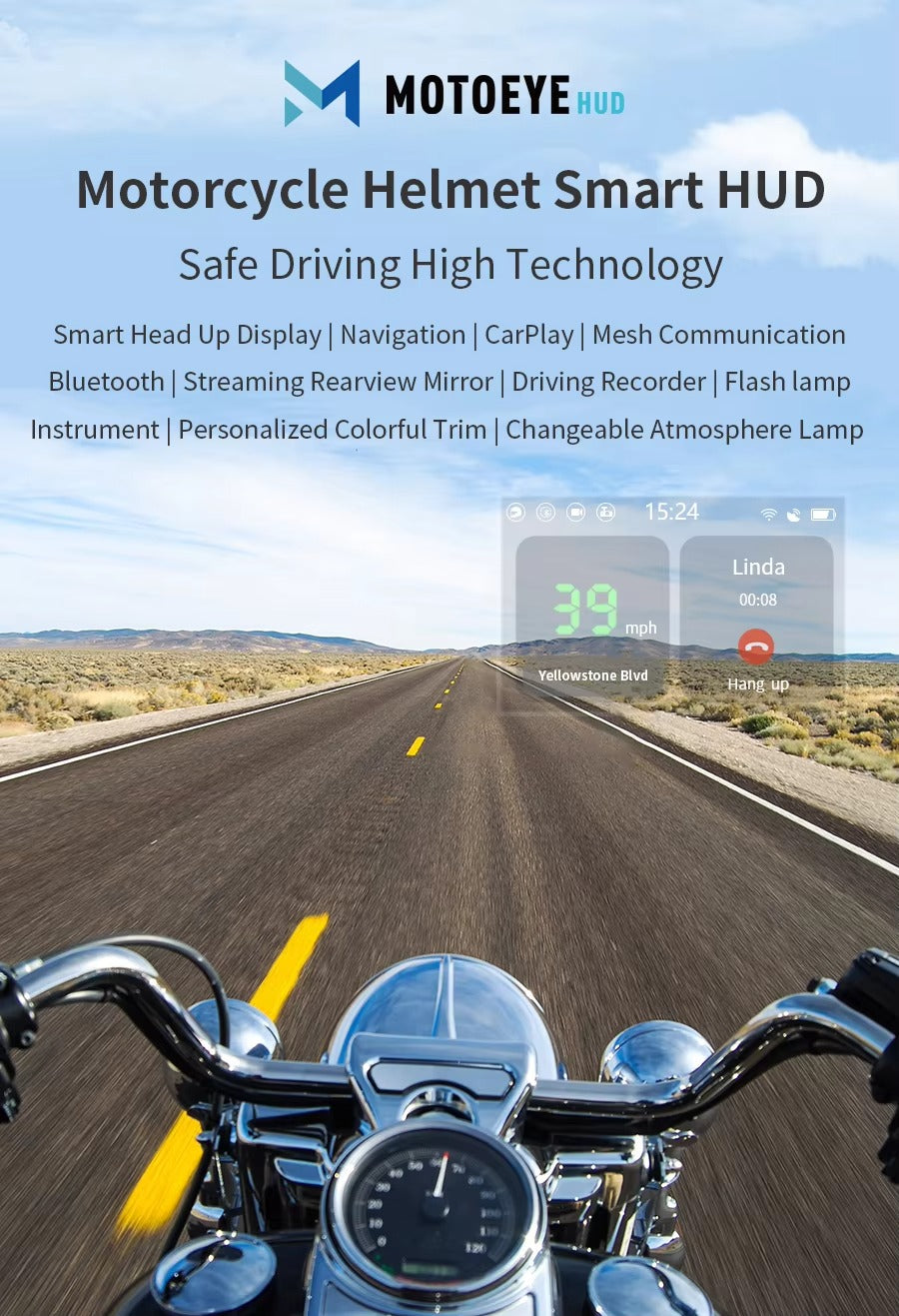 Helmet HUD AR Intercom Rear-view Camera CarPlay Android Auto – VMount Helmet HUD AR Intercom Rear-view Camera CarPlay Android Auto – VMount