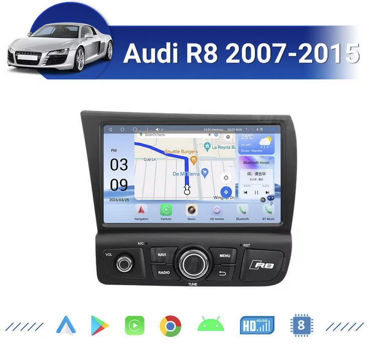 Wireless Display R8 Audi R8 8 Inch Screen Headunit – VMount